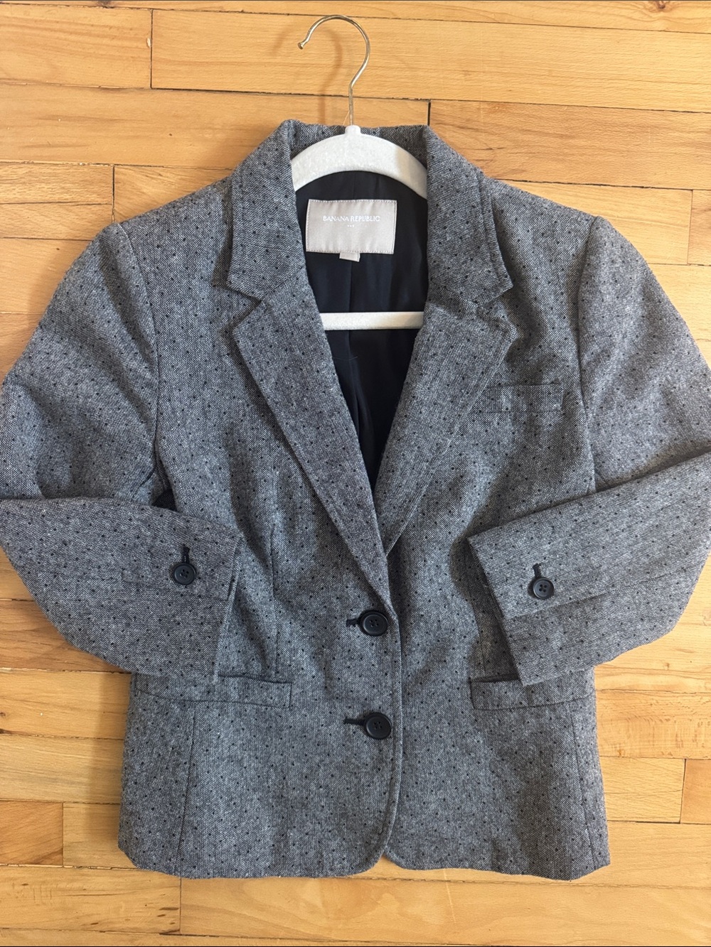 Banana Republic Heather Gray Tailored Blazer Jacket Size 4 Petite